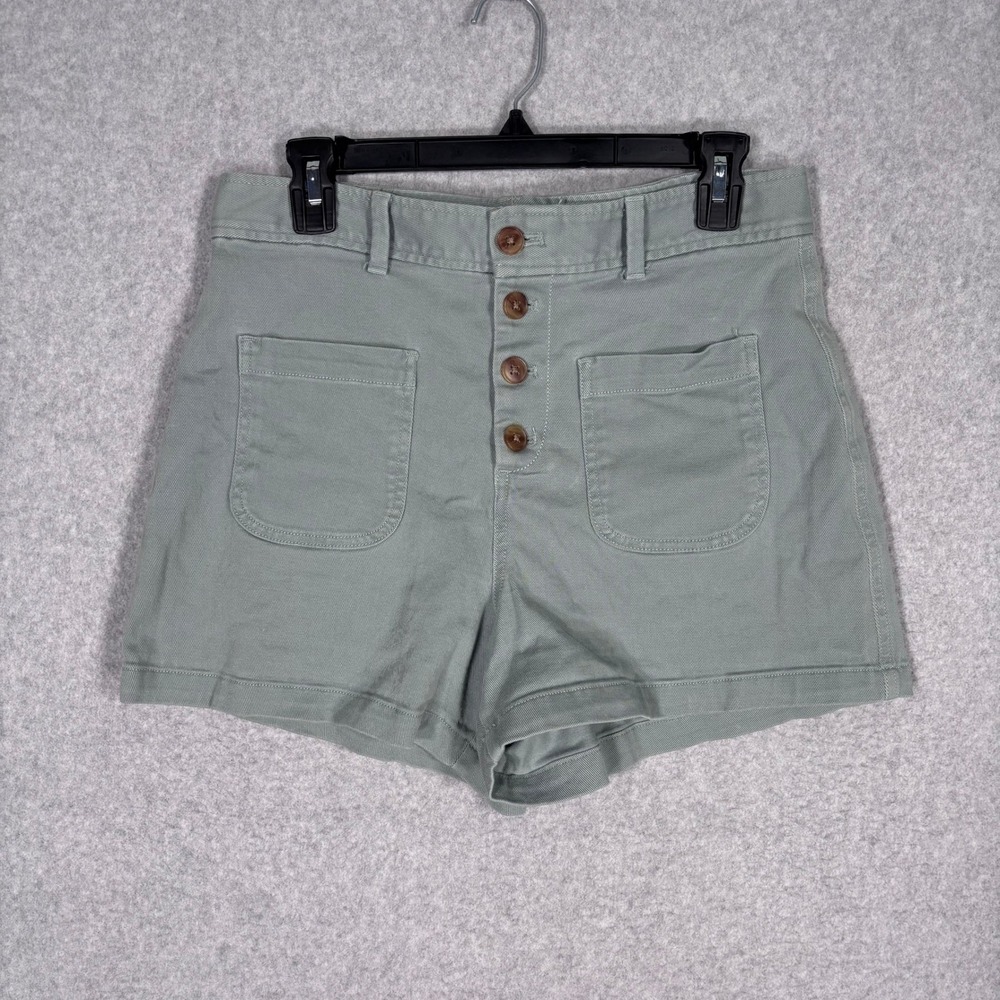 Gap Patch Pocket Shorts Size 10 Sage Green Button Fly High Rise Utility Preppy